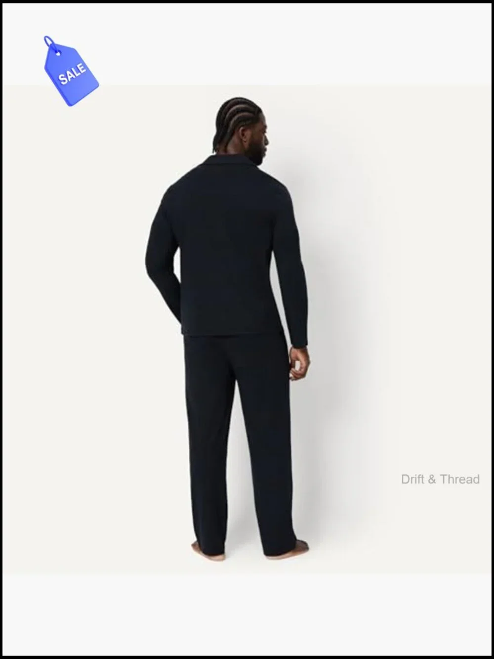 Men's Cotton-Modal Pajama Set Long Sleeve Button-Down Top with Pants